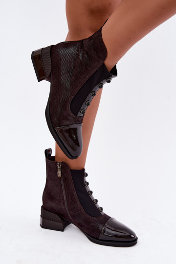 Veloursleder-Stiefel mit Absätzen isoliert D&A CR62-3188 schokoladenbraun 2