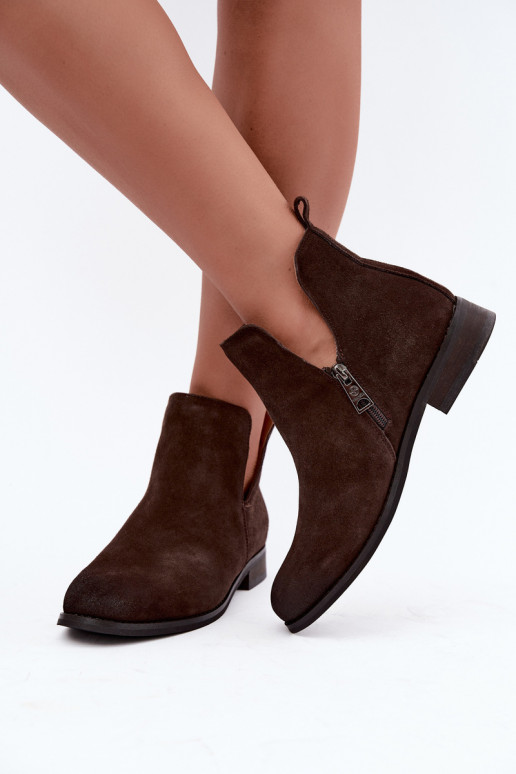 Veloursleder-Stiefel mit Ausschnitten Vinceza 133142 schokoladenbraun