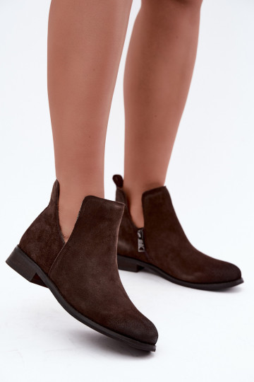 Veloursleder-Stiefel mit Ausschnitten Vinceza 133142 schokoladenbraun 2
