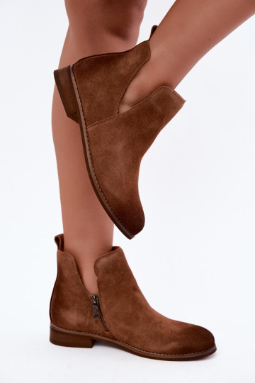 Veloursleder-Stiefel mit Ausschnitten Vinceza 133142 braun