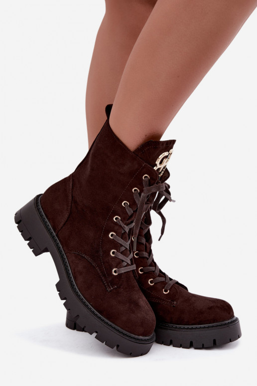Warme Damen Stiefeletten mit Ornamenten aus Kunstveloursleder Falira