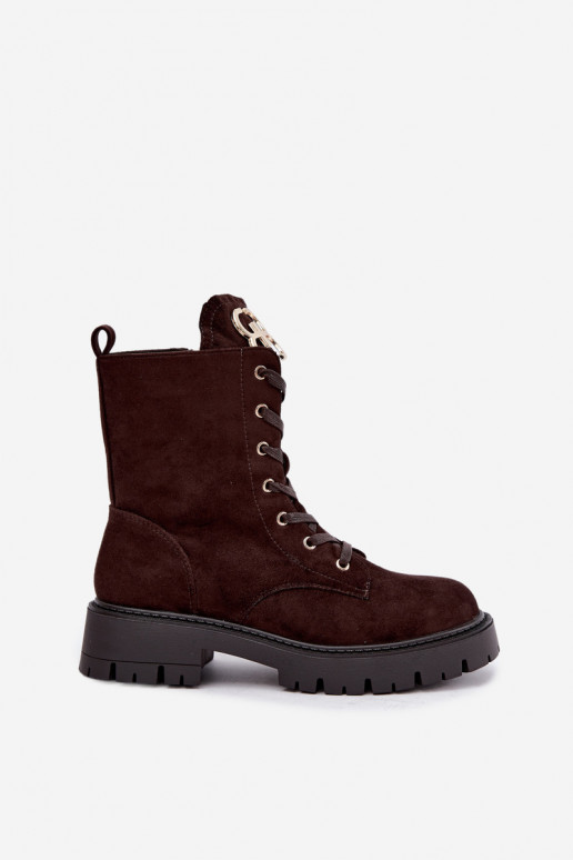 Warme Damen Stiefeletten mit Ornamenten aus Kunstveloursleder Falira