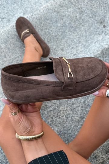 Goldene Mokassins Barefoot Ze mit braunen Details Paresa 2