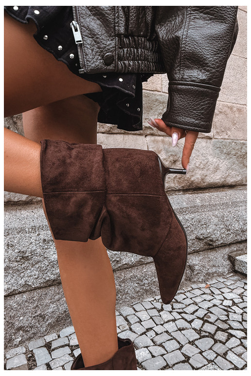 Slipper Stiefeletten mit Absatz aus Kunstveloursleder Loralia