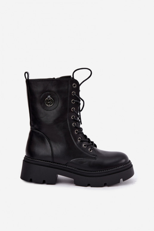 Warme schwarze Damen Stiefeletten Livela