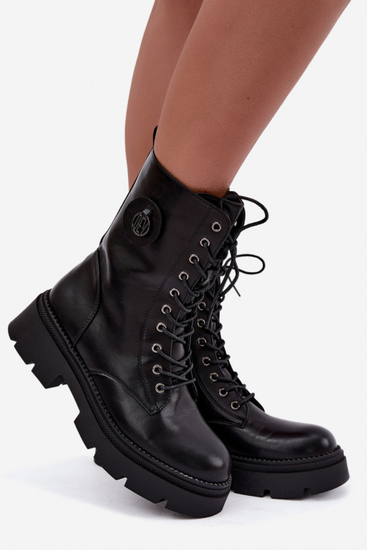 Warme schwarze Damen Stiefeletten Livela