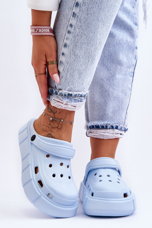 Damen-Platform-Slipper mit Schaum in hellblau Beckett