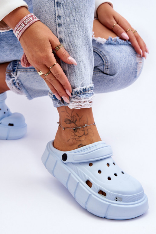 Damen-Platform-Slipper mit Schaum in hellblau Beckett