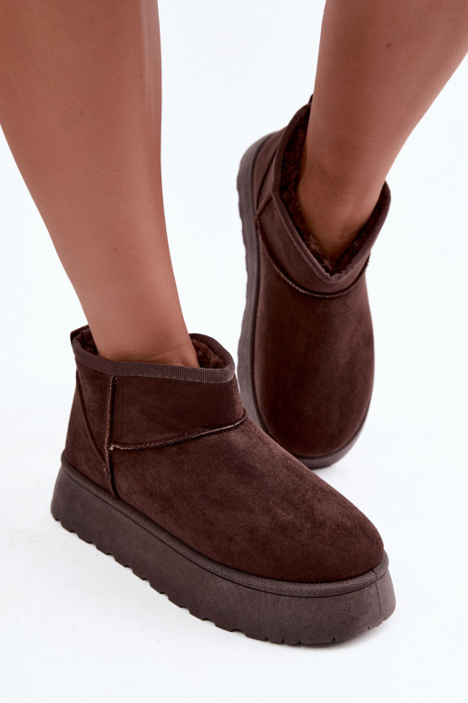 Wärmende Damen-Schneestiefel mit Plattform und Fell innen CzekoladoĮe Vesirae