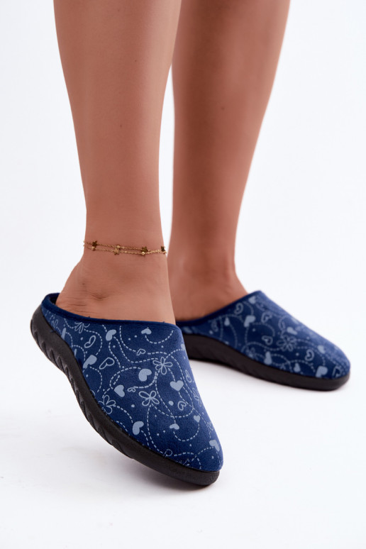 Dunkelblaue Damen-Slipper mit Mustern Inblu ET000041