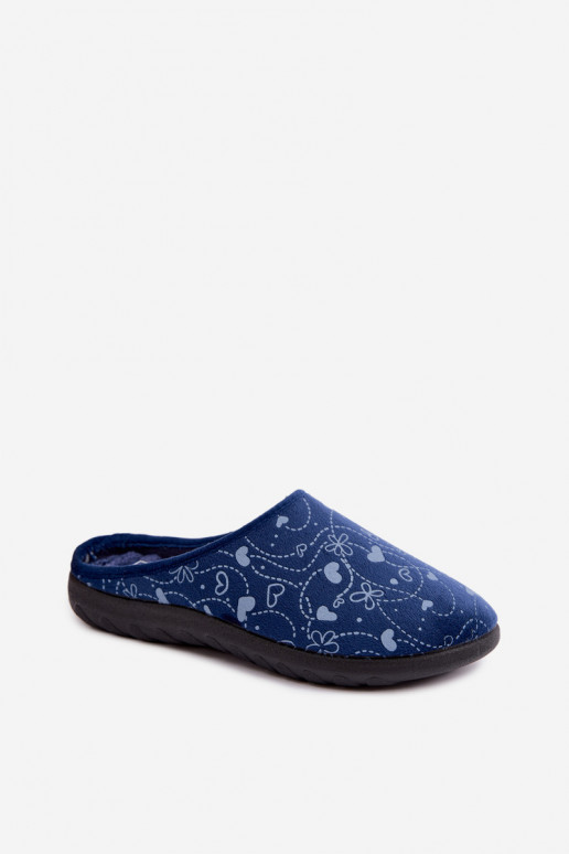 Dunkelblaue Damen-Slipper mit Mustern Inblu ET000041