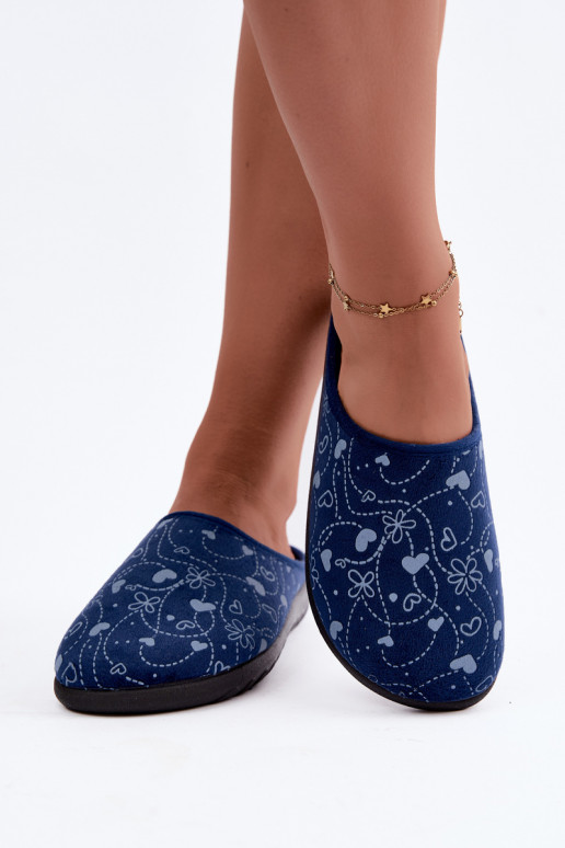 Dunkelblaue Damen-Slipper mit Mustern Inblu ET000041