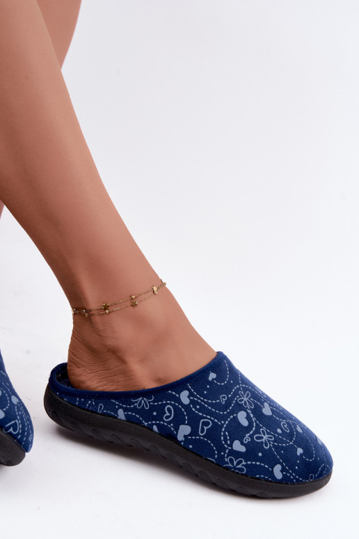 Dunkelblaue Damen-Slipper mit Mustern Inblu ET000041