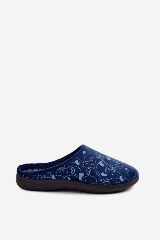 Dunkelblaue Damen-Slipper mit Mustern Inblu ET000041