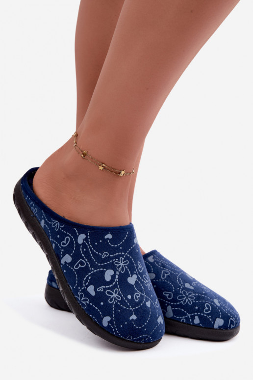 Dunkelblaue Damen-Slipper mit Mustern Inblu ET000041