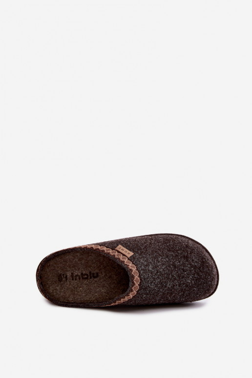 Dunkelbraune Damen-Slipper mit Stickerei Inblu NL000009