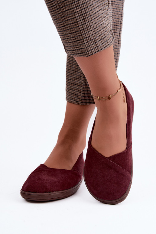 Bordeaux Damen Ballerinas aus Kunstveloursleder Mirelia
