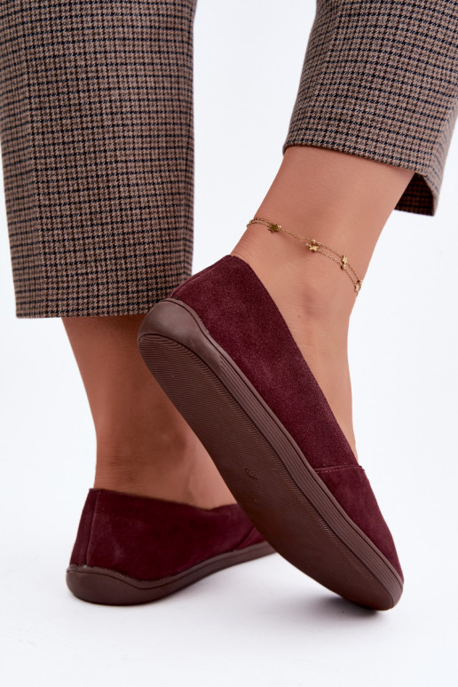 Bordeaux Damen Ballerinas aus Kunstveloursleder Mirelia
