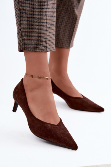 Spitze Schuhe in Schokoladenfarbe Tadela 2