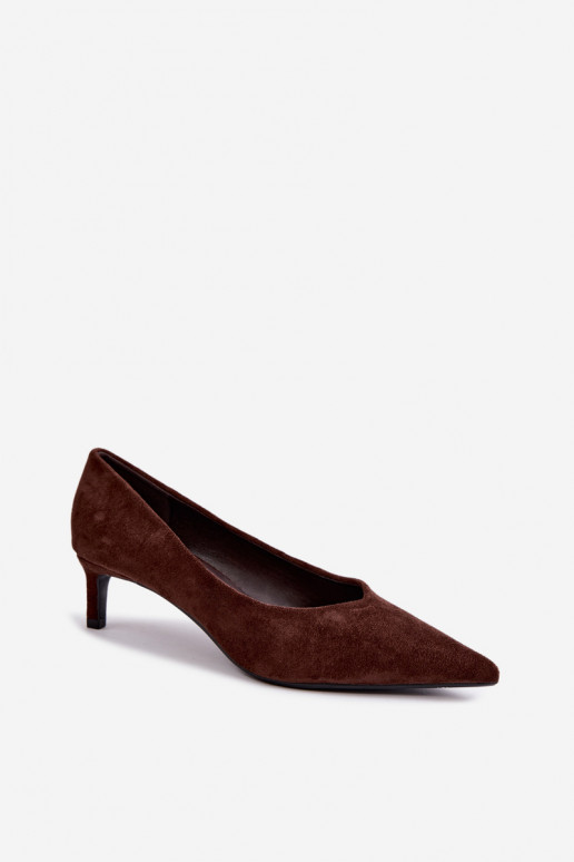 Spitze Schuhe in Schokoladenfarbe Tadela