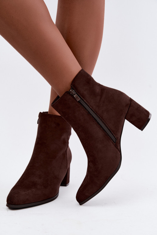Isolierte Damen-Stiefeletten mit Absatz Brella in Schokoladenfarbe
