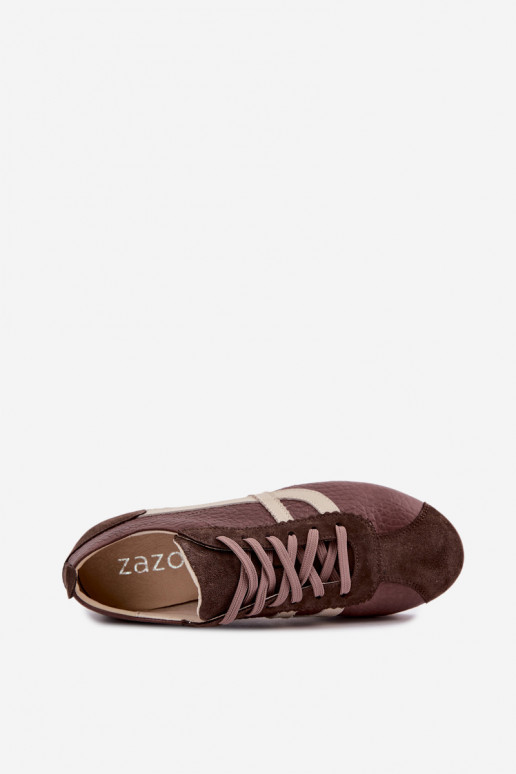 Sneaker aus Kunstveloursleder in Schokoladenfarbe Zazoo N1402S2