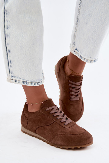 Barefoot Sneaker aus Kunstveloursleder in Braun Zazoo N1422