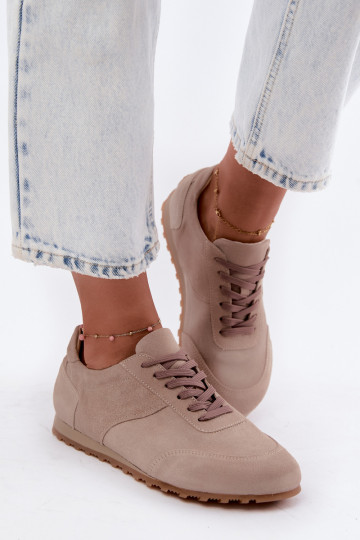 Barefoot Sneaker aus Kunstveloursleder in Sandfarbe Zazoo N1422