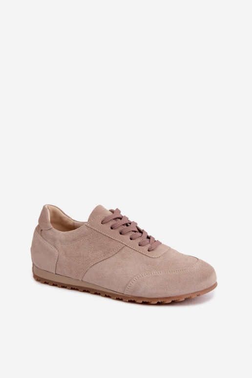 Barefoot Sneaker aus Kunstveloursleder in Sandfarbe Zazoo N1422