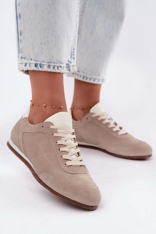 Barefoot Sneaker mit Stickereien in Sandfarbe Zazoo N1414