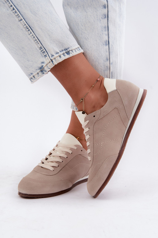 Barefoot Sneaker mit Stickereien in Sandfarbe Zazoo N1414