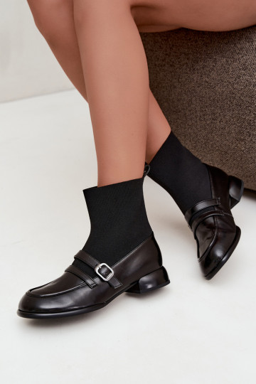 Stiefeletten mit sockenähnlichem Schaft in Schwarz