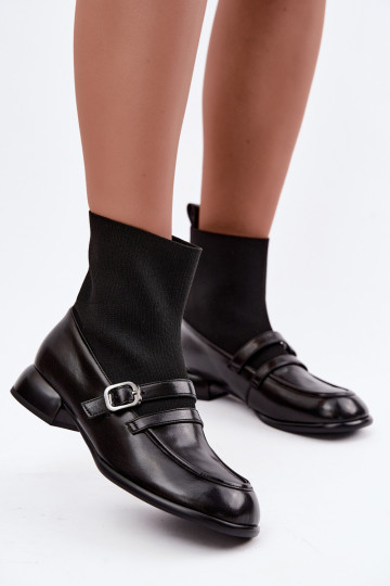 Stiefeletten mit sockenähnlichem Schaft in Schwarz 2