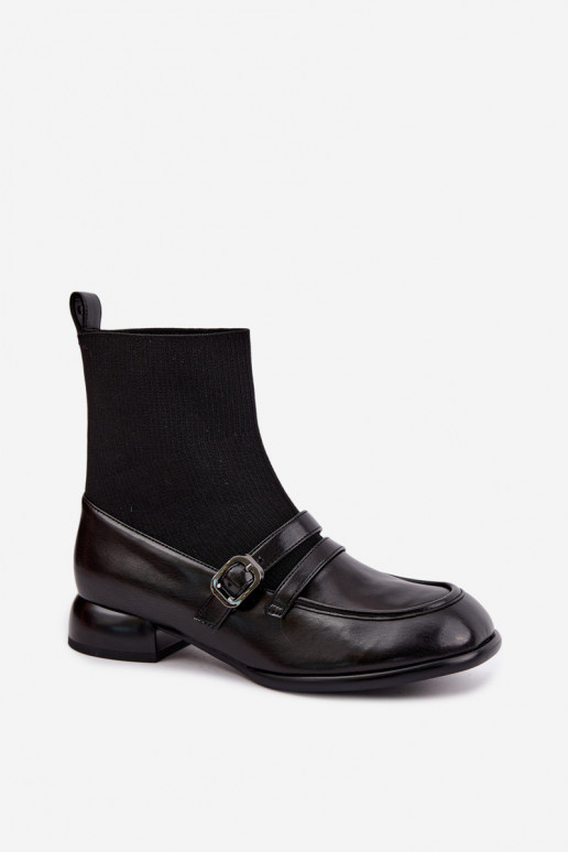 Stiefeletten mit sockenähnlichem Schaft in Schwarz