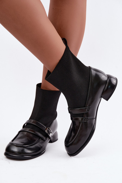 Stiefeletten mit sockenähnlichem Schaft in Schwarz