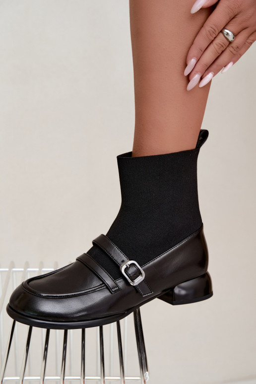 Stiefeletten mit sockenähnlichem Schaft in Schwarz