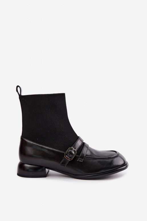 Stiefeletten mit sockenähnlichem Schaft in Schwarz