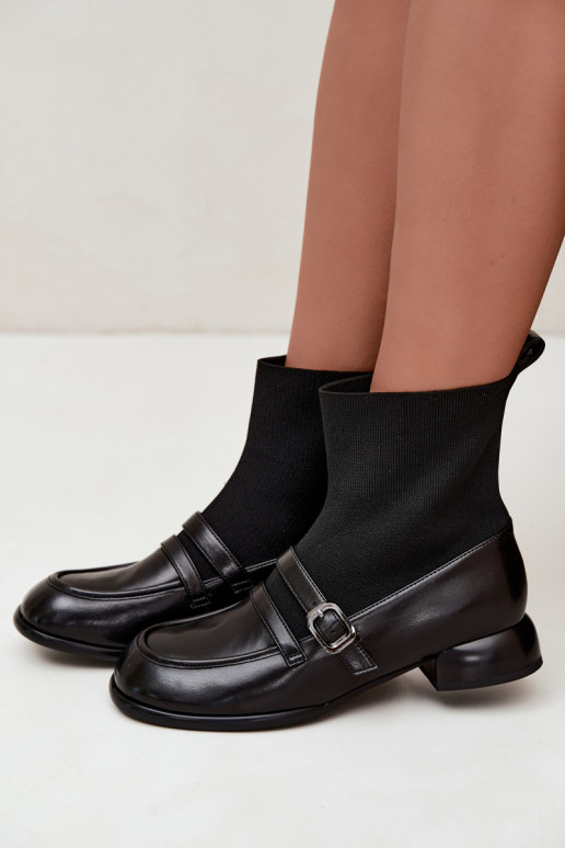 Stiefeletten mit sockenähnlichem Schaft in Schwarz