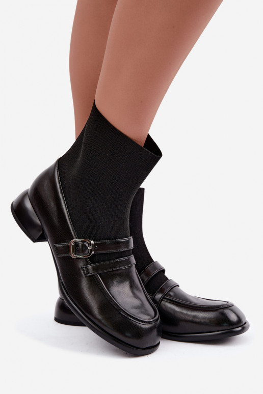 Stiefeletten mit sockenähnlichem Schaft in Schwarz