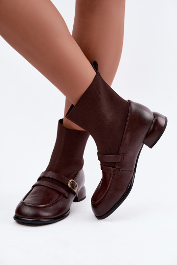 Stiefeletten mit sockenähnlichem Schaft in Braun