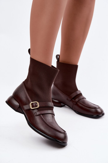 Stiefeletten mit sockenähnlichem Schaft in Braun 2