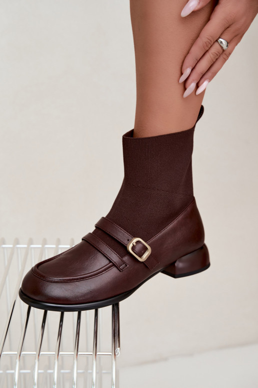 Stiefeletten mit sockenähnlichem Schaft in Braun
