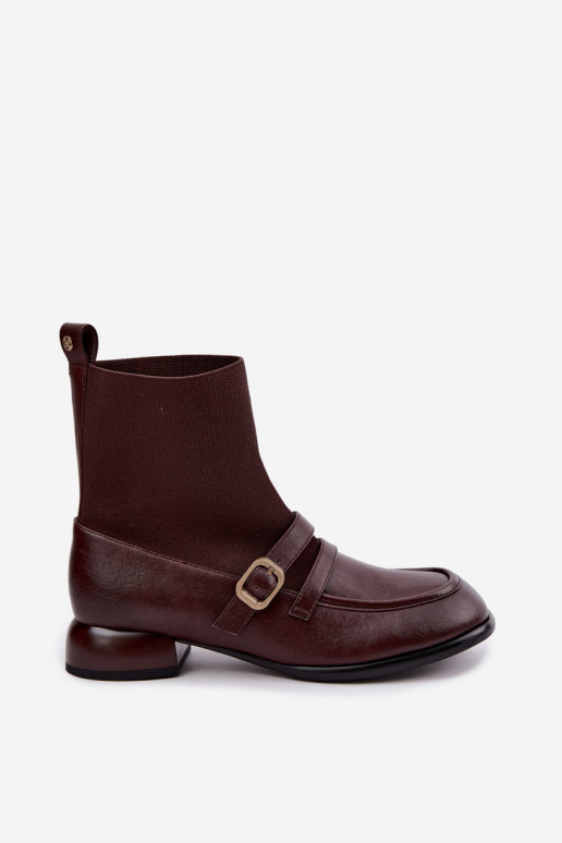 Stiefeletten mit sockenähnlichem Schaft in Braun