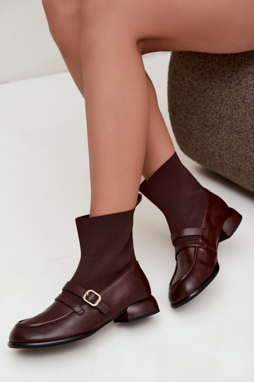 Stiefeletten mit sockenähnlichem Schaft in Braun