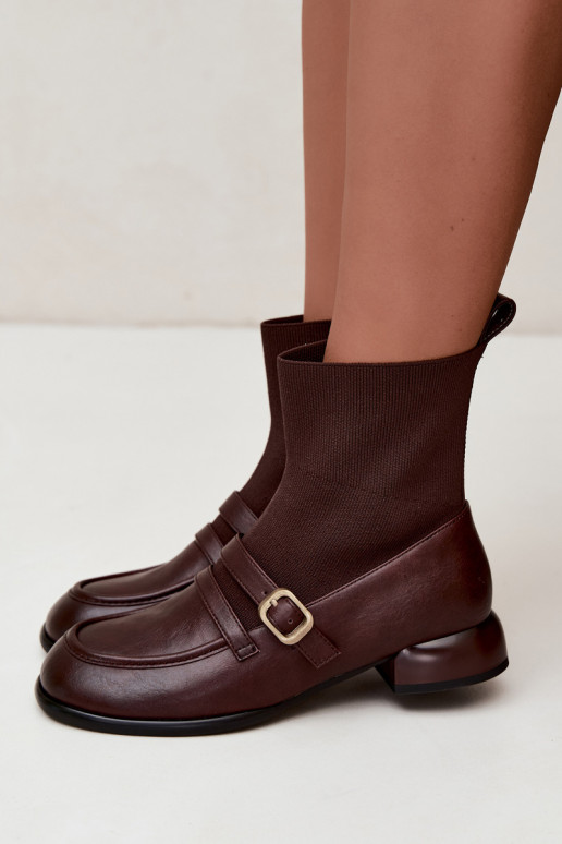 Stiefeletten mit sockenähnlichem Schaft in Braun
