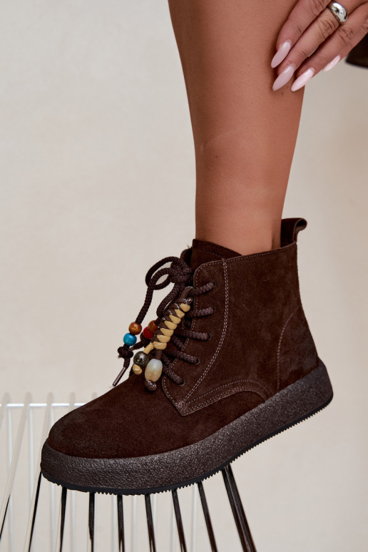 Wärmende Stiefel aus Kunstveloursleder Artiker in Schokolade