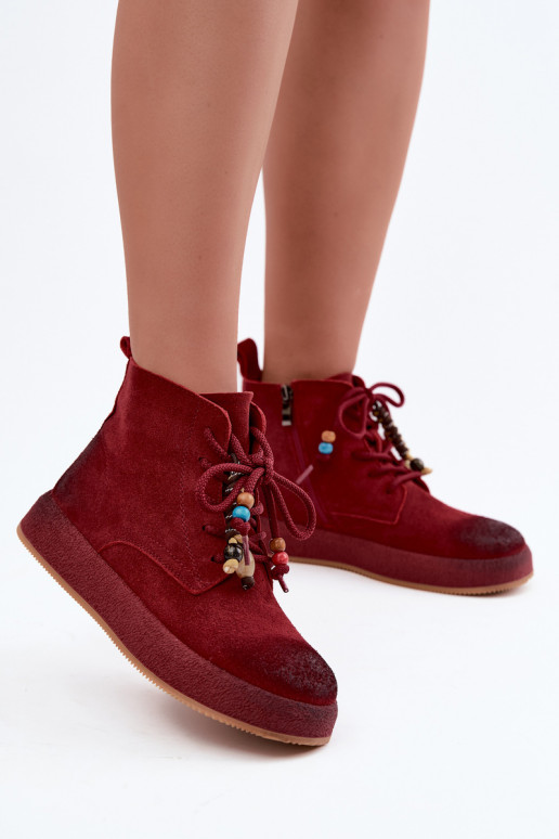Wärmende Stiefel aus Kunstveloursleder Artiker in Bordeaux