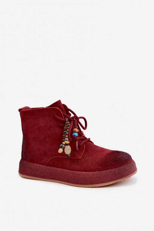 Wärmende Stiefel aus Kunstveloursleder Artiker in Bordeaux