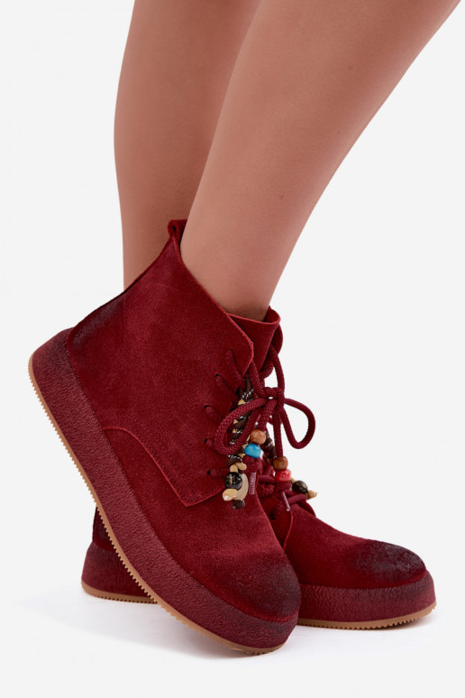 Wärmende Stiefel aus Kunstveloursleder Artiker in Bordeaux