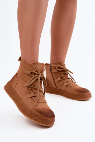 Wärmende Stiefeletten aus Kunstveloursleder Artiker in Braun 2